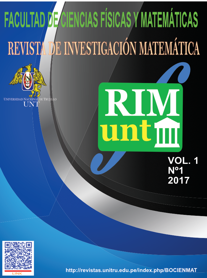 					Ver Vol. 1 Núm. 1 (2017): Revista de Investigación Matemática - 2017
				