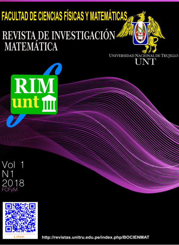 					Ver Vol. 1 Núm. 1 (2018): Revista de Investigación matemática - 2018
				